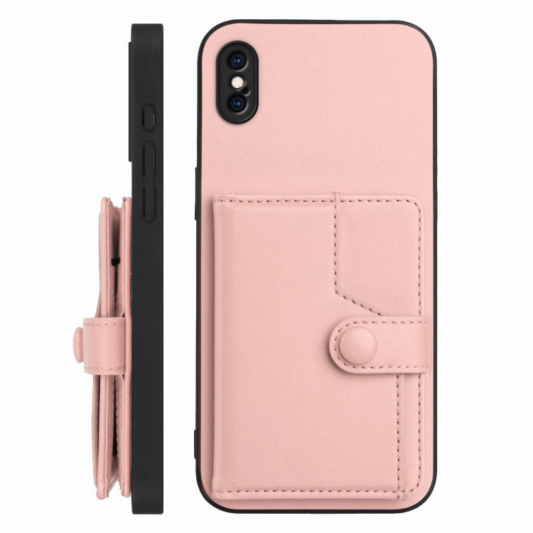 For iPhone XS Max Button Card Bag RFID Anti-theft Phone Case