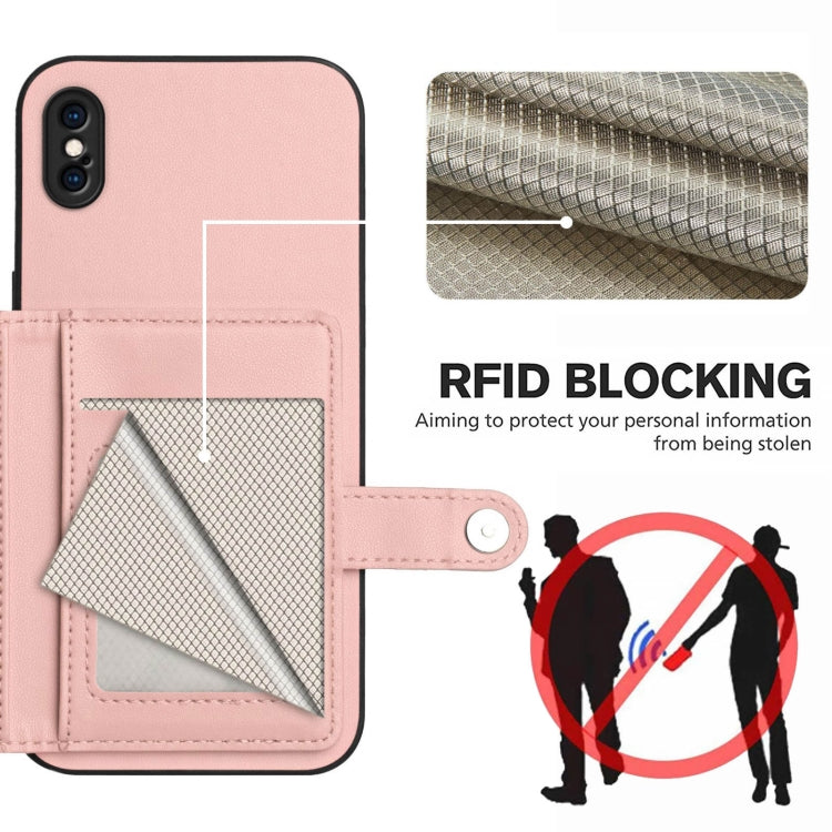 For iPhone XS Max Button Card Bag RFID Anti-theft Phone Case
