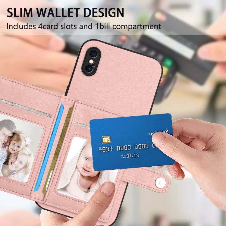 For iPhone XS Max Button Card Bag RFID Anti-theft Phone Case