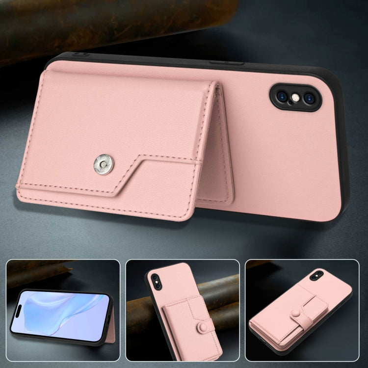 For iPhone XS Max Button Card Bag RFID Anti-theft Phone Case