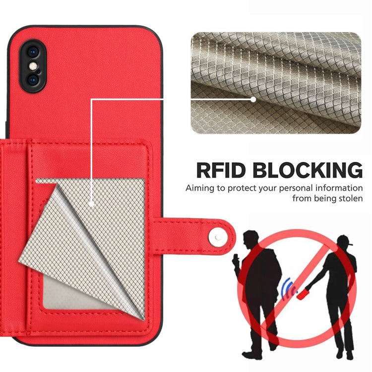For iPhone XS Max Button Card Bag RFID Anti-theft Phone Case
