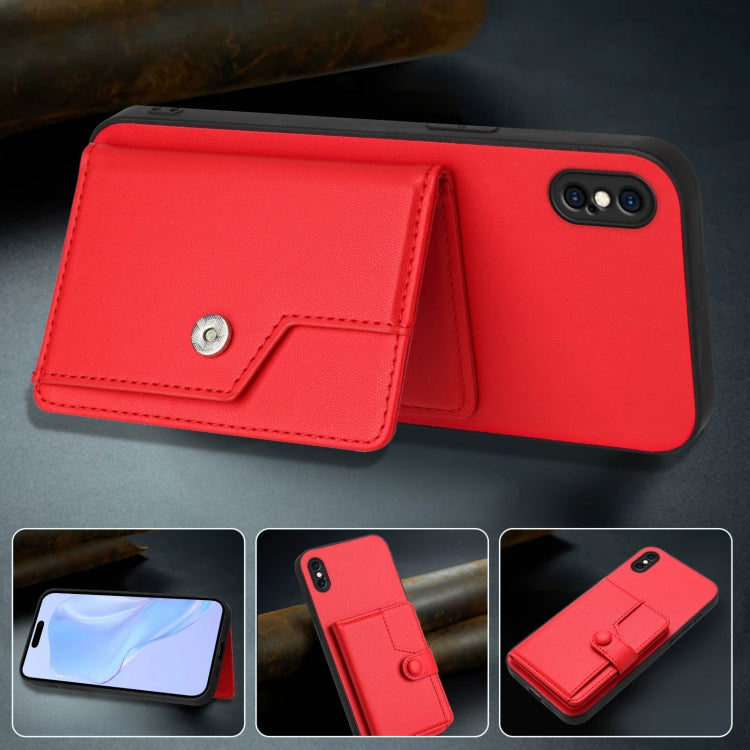 For iPhone XS Max Button Card Bag RFID Anti-theft Phone Case