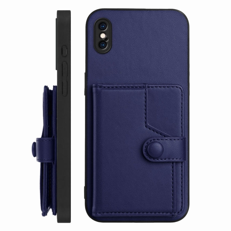 For iPhone XS Max Button Card Bag RFID Anti-theft Phone Case