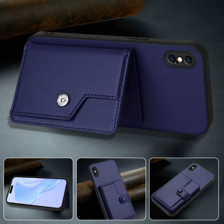 For iPhone XS Max Button Card Bag RFID Anti-theft Phone Case