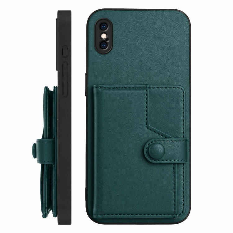 For iPhone XS Max Button Card Bag RFID Anti-theft Phone Case