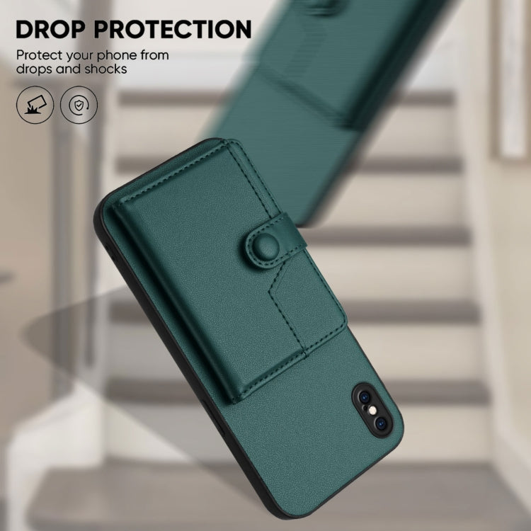For iPhone XS Max Button Card Bag RFID Anti-theft Phone Case