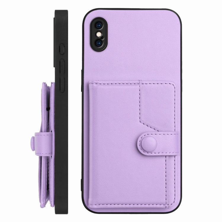 For iPhone XS Max Button Card Bag RFID Anti-theft Phone Case