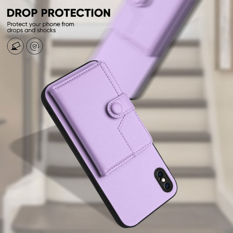 For iPhone XS Max Button Card Bag RFID Anti-theft Phone Case