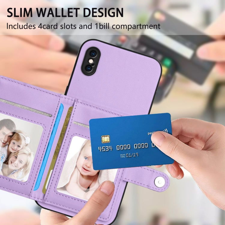 For iPhone XS Max Button Card Bag RFID Anti-theft Phone Case