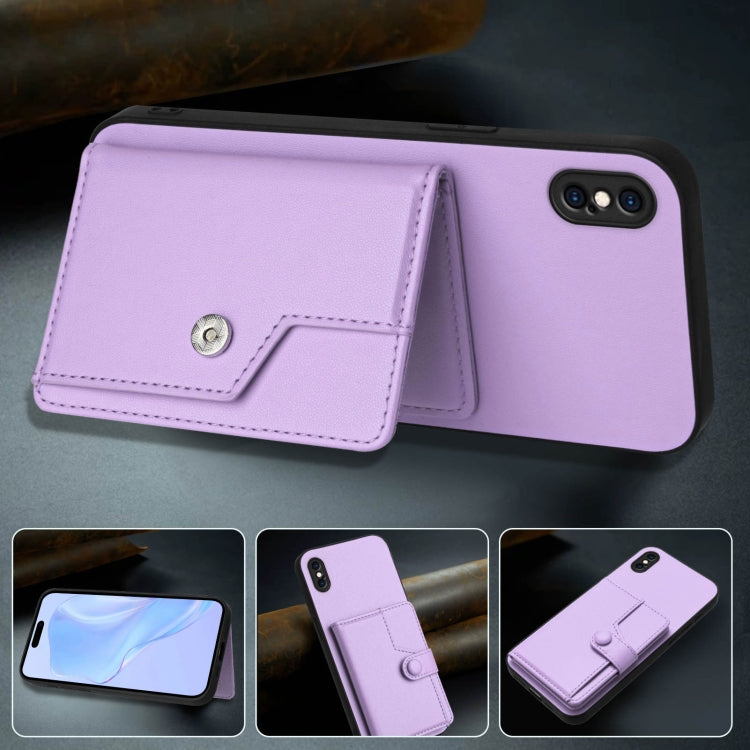 For iPhone XS Max Button Card Bag RFID Anti-theft Phone Case