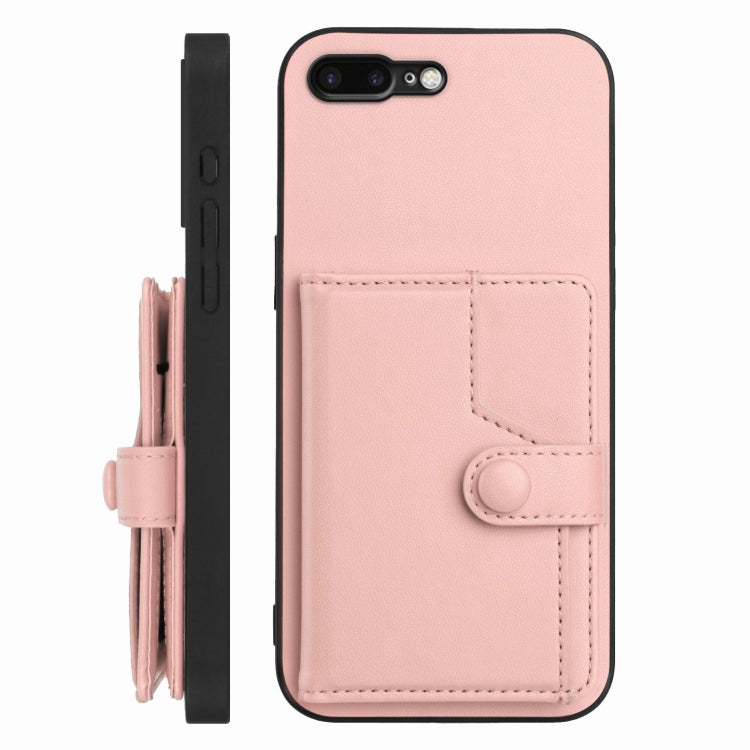 For iPhone 8 Plus / 7 Plus Button Card Bag RFID Anti-theft Phone Case