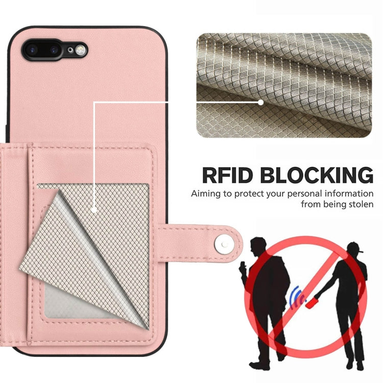 For iPhone 8 Plus / 7 Plus Button Card Bag RFID Anti-theft Phone Case