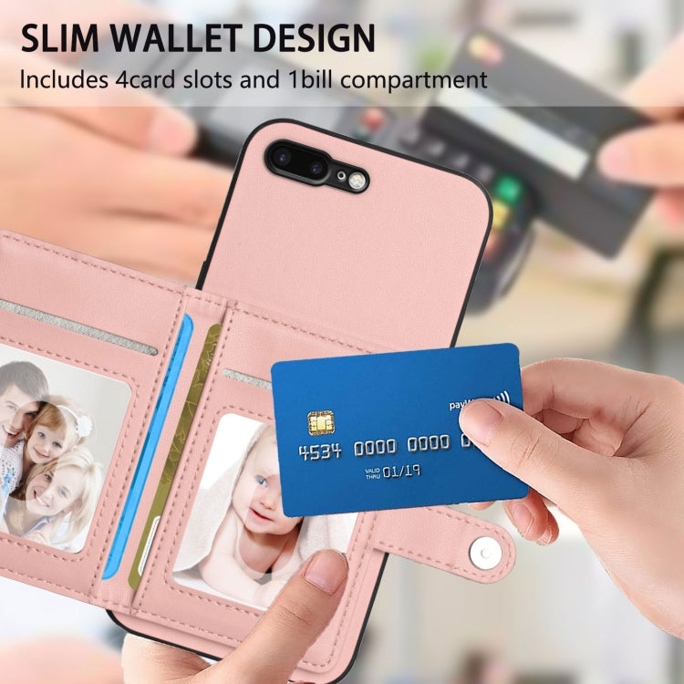 For iPhone 8 Plus / 7 Plus Button Card Bag RFID Anti-theft Phone Case