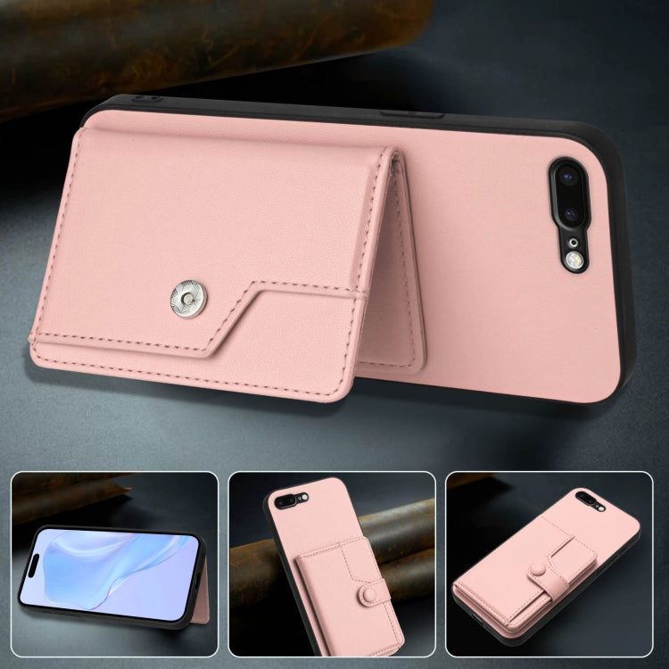For iPhone 8 Plus / 7 Plus Button Card Bag RFID Anti-theft Phone Case
