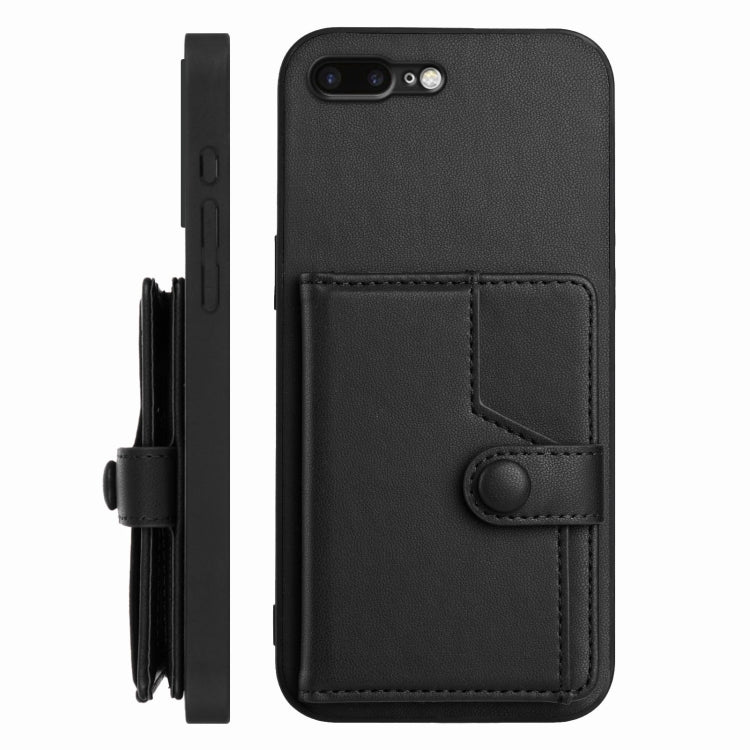 For iPhone 8 Plus / 7 Plus Button Card Bag RFID Anti-theft Phone Case