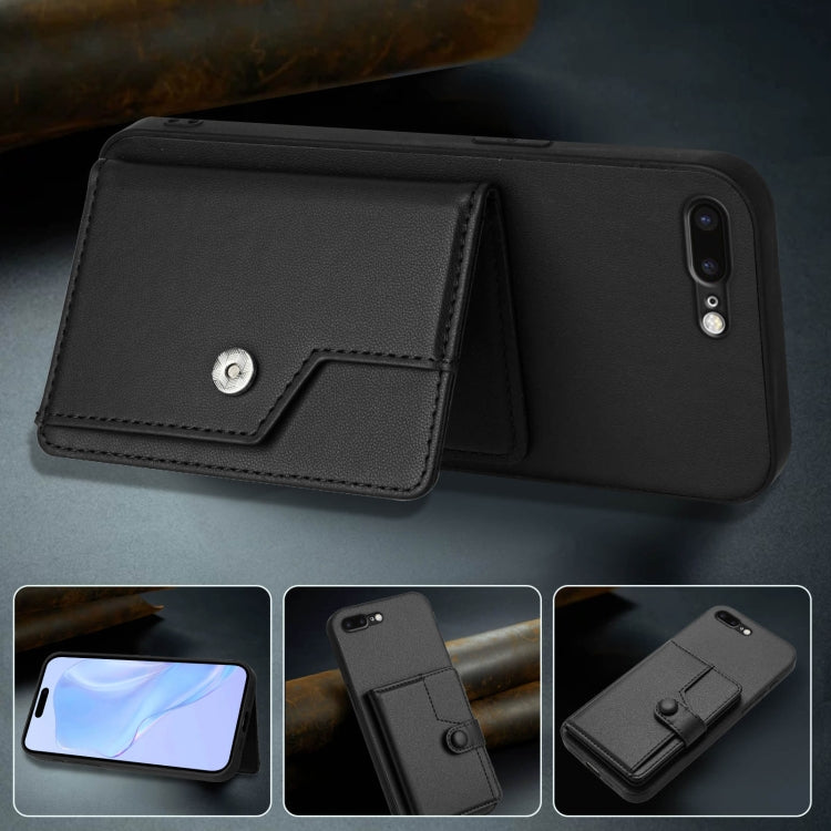 For iPhone 8 Plus / 7 Plus Button Card Bag RFID Anti-theft Phone Case