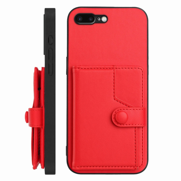 For iPhone 8 Plus / 7 Plus Button Card Bag RFID Anti-theft Phone Case