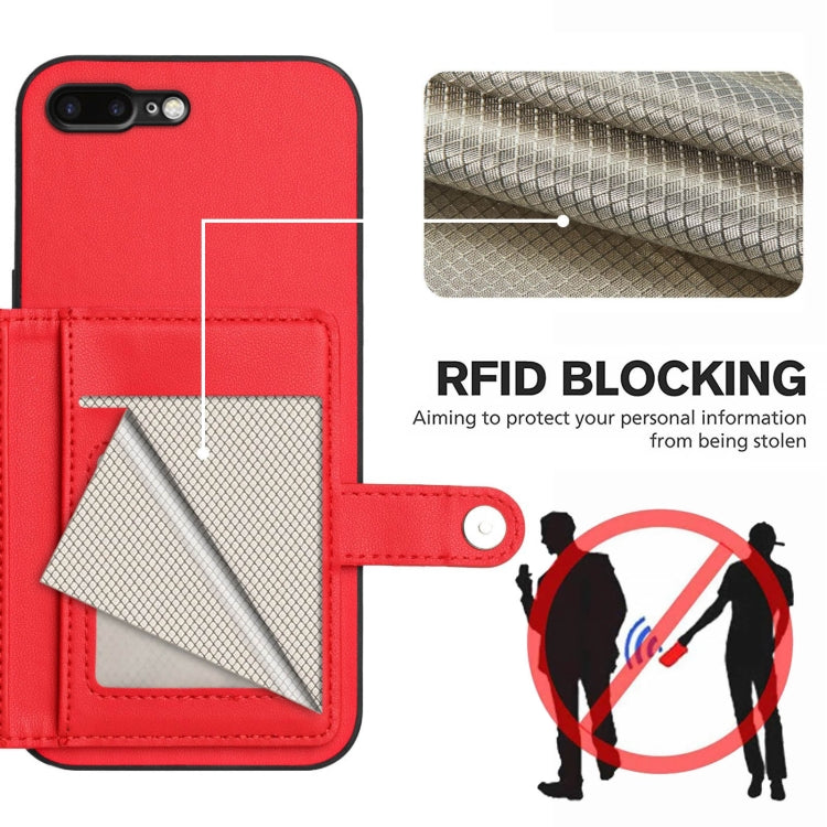 For iPhone 8 Plus / 7 Plus Button Card Bag RFID Anti-theft Phone Case