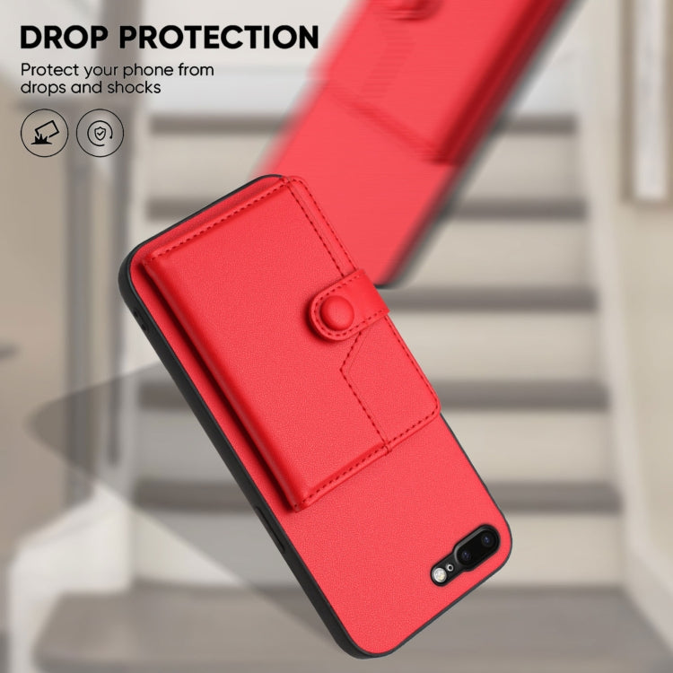 For iPhone 8 Plus / 7 Plus Button Card Bag RFID Anti-theft Phone Case