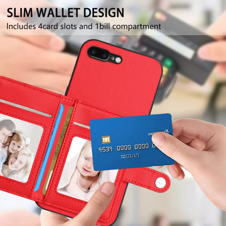 For iPhone 8 Plus / 7 Plus Button Card Bag RFID Anti-theft Phone Case