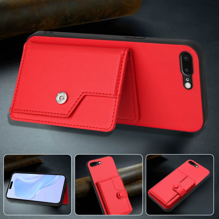 For iPhone 8 Plus / 7 Plus Button Card Bag RFID Anti-theft Phone Case