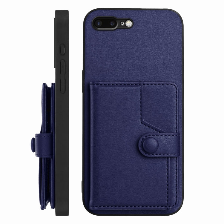 For iPhone 8 Plus / 7 Plus Button Card Bag RFID Anti-theft Phone Case