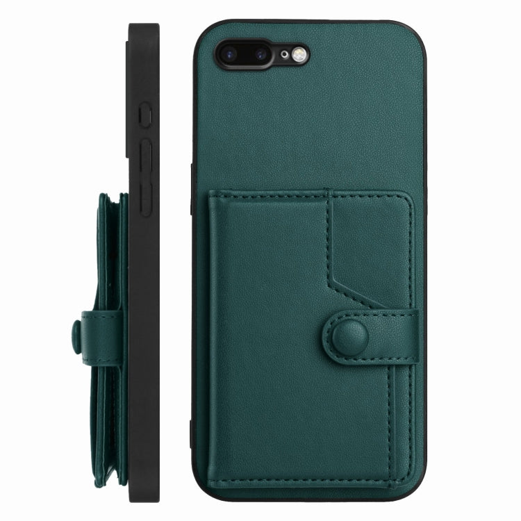 For iPhone 8 Plus / 7 Plus Button Card Bag RFID Anti-theft Phone Case
