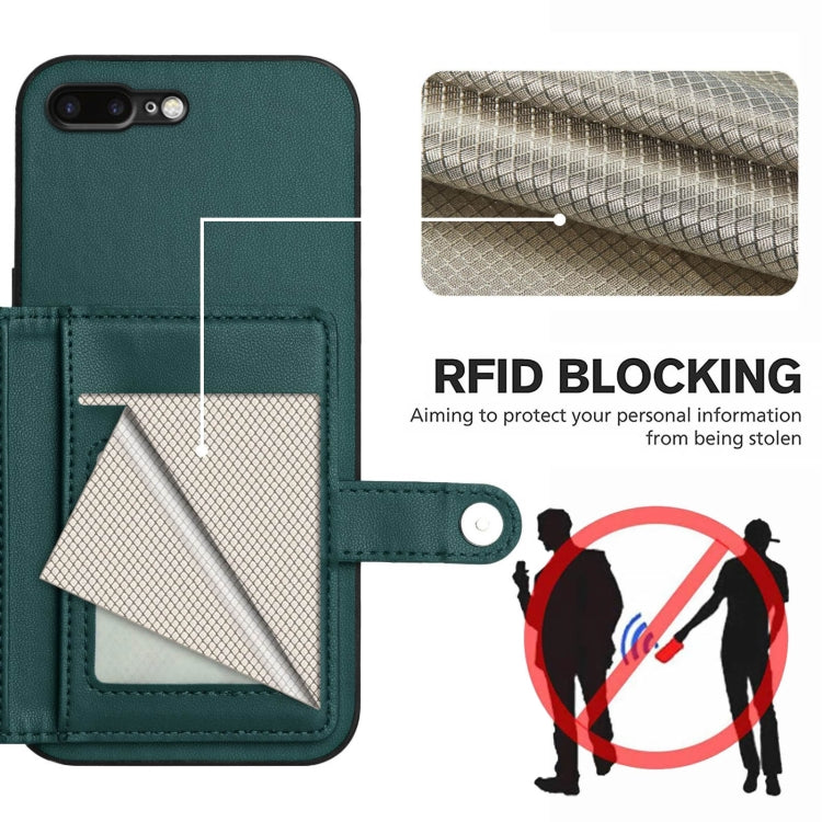 For iPhone 8 Plus / 7 Plus Button Card Bag RFID Anti-theft Phone Case