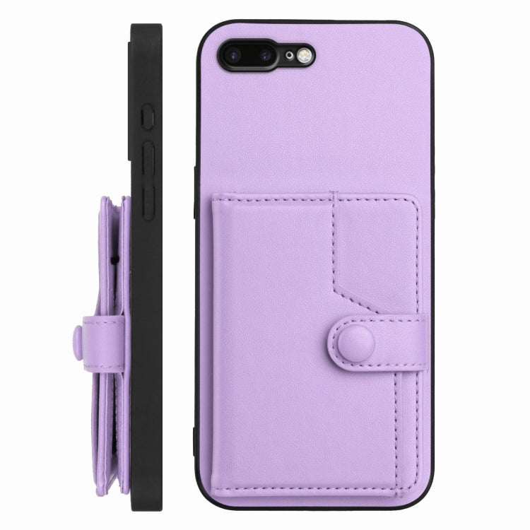 For iPhone 8 Plus / 7 Plus Button Card Bag RFID Anti-theft Phone Case