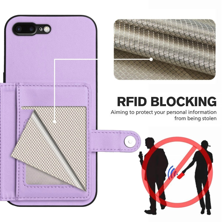 For iPhone 8 Plus / 7 Plus Button Card Bag RFID Anti-theft Phone Case