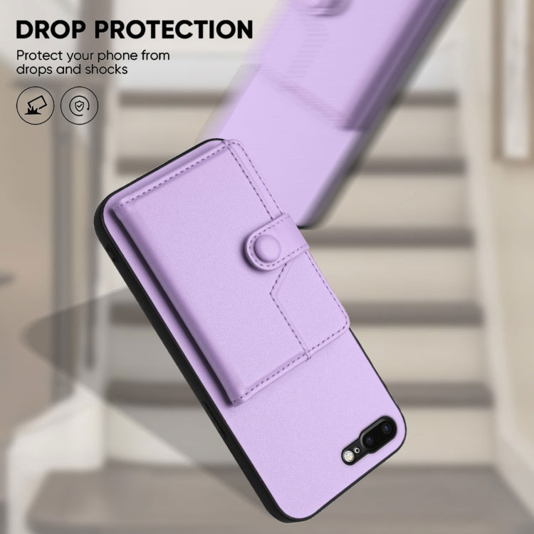 For iPhone 8 Plus / 7 Plus Button Card Bag RFID Anti-theft Phone Case