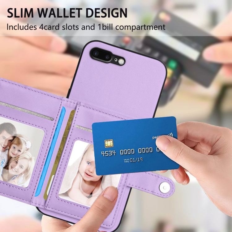 For iPhone 8 Plus / 7 Plus Button Card Bag RFID Anti-theft Phone Case
