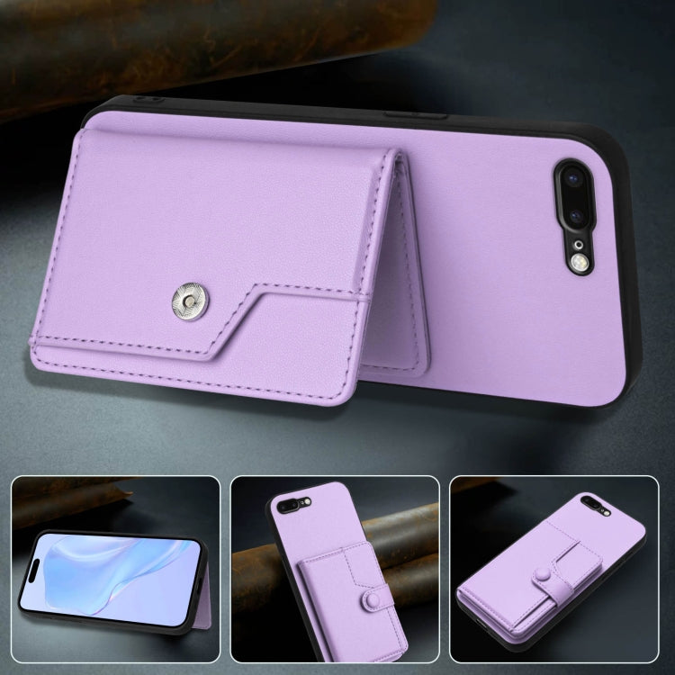 For iPhone 8 Plus / 7 Plus Button Card Bag RFID Anti-theft Phone Case