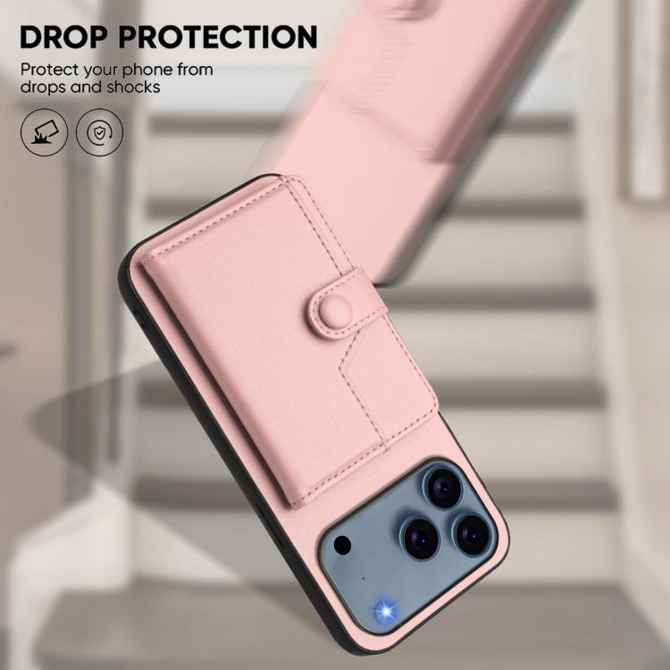 For iPhone 17 Pro Max Button Card Bag RFID Anti-theft Phone Case