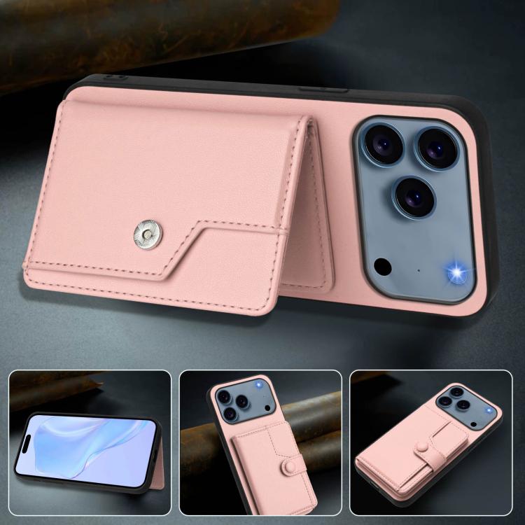 For iPhone 17 Pro Max Button Card Bag RFID Anti-theft Phone Case