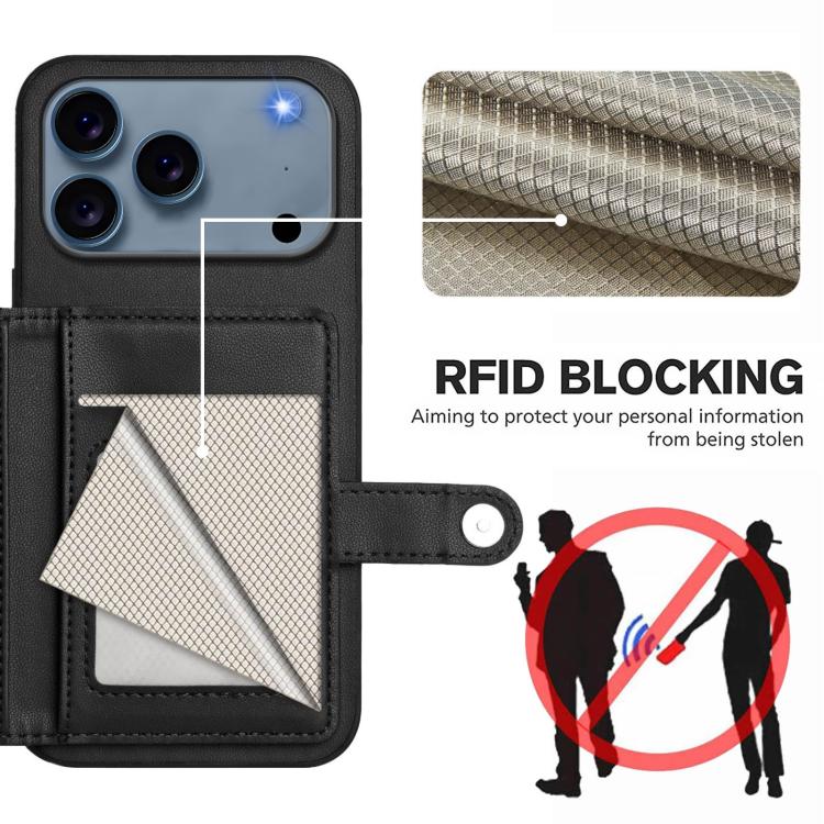 For iPhone 17 Pro Max Button Card Bag RFID Anti-theft Phone Case