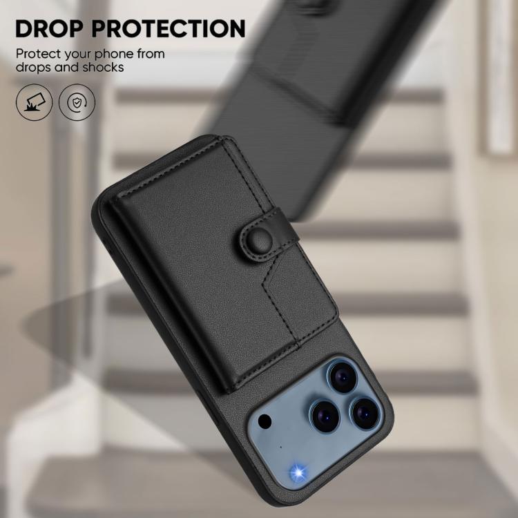 For iPhone 17 Pro Max Button Card Bag RFID Anti-theft Phone Case
