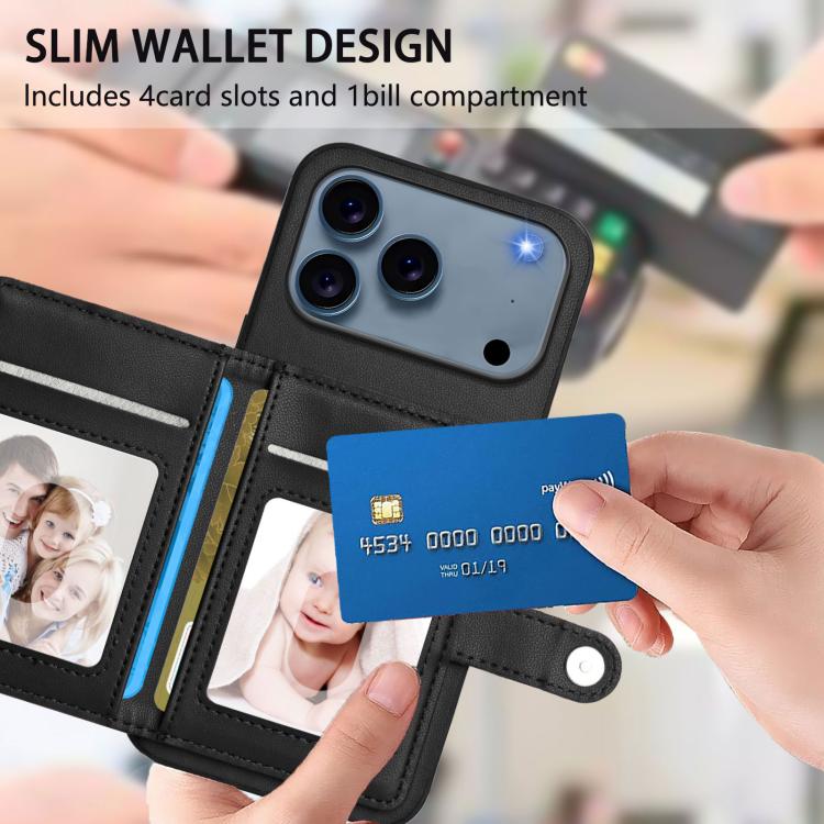 For iPhone 17 Pro Max Button Card Bag RFID Anti-theft Phone Case