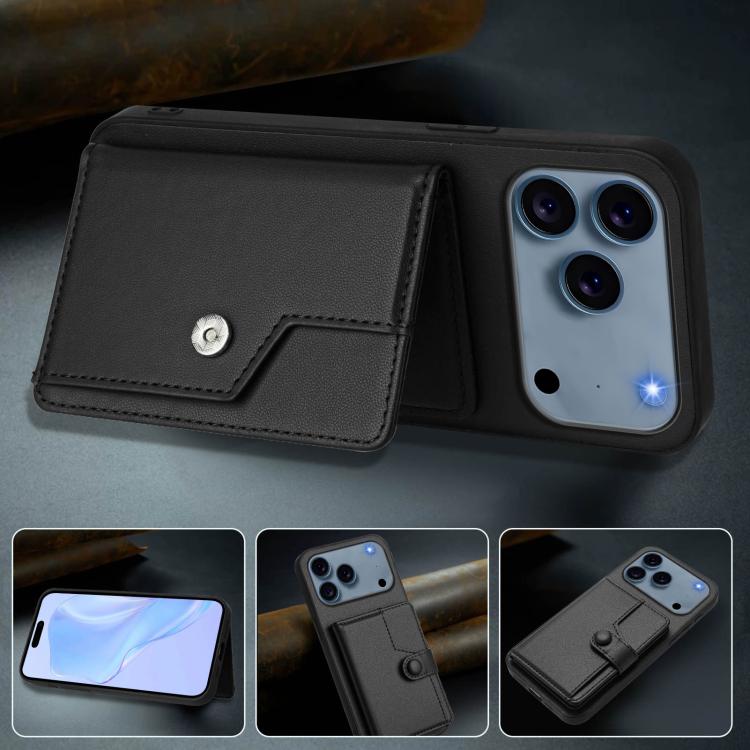 For iPhone 17 Pro Max Button Card Bag RFID Anti-theft Phone Case