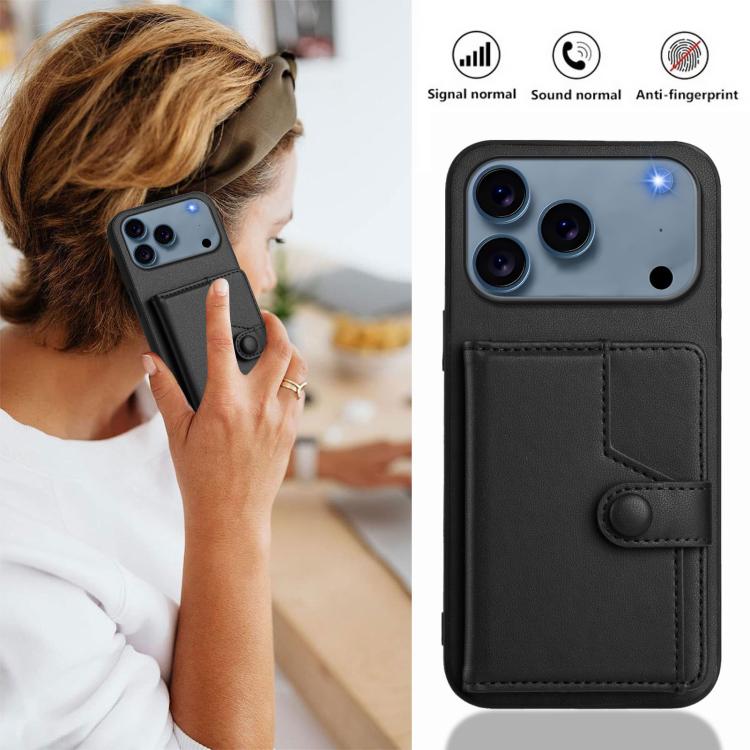 For iPhone 17 Pro Max Button Card Bag RFID Anti-theft Phone Case