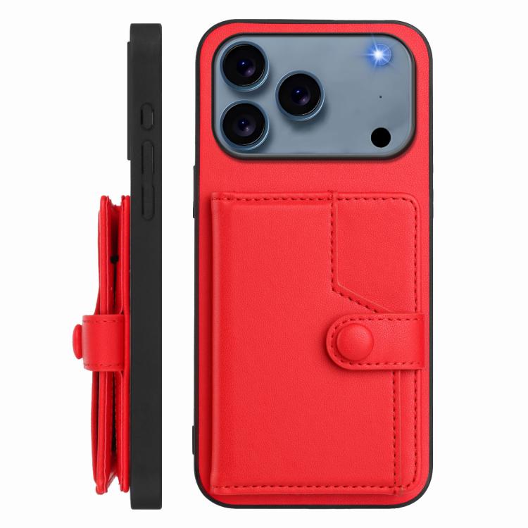 For iPhone 17 Pro Max Button Card Bag RFID Anti-theft Phone Case