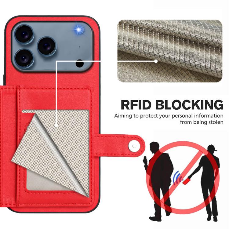 For iPhone 17 Pro Max Button Card Bag RFID Anti-theft Phone Case