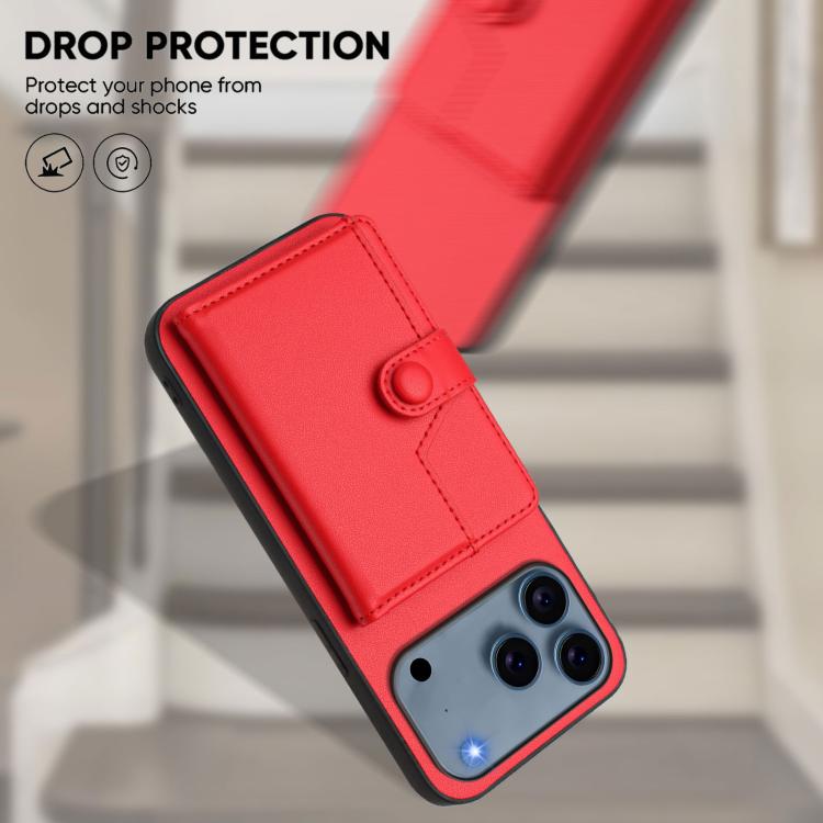 For iPhone 17 Pro Max Button Card Bag RFID Anti-theft Phone Case