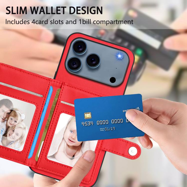 For iPhone 17 Pro Max Button Card Bag RFID Anti-theft Phone Case