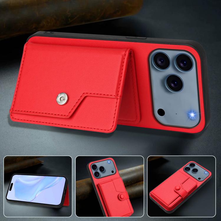 For iPhone 17 Pro Max Button Card Bag RFID Anti-theft Phone Case
