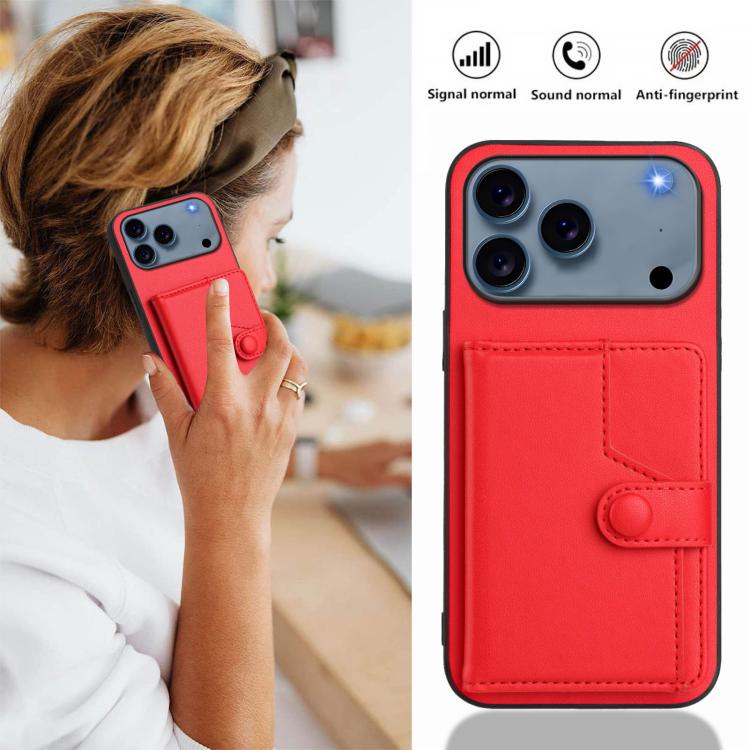 For iPhone 17 Pro Max Button Card Bag RFID Anti-theft Phone Case