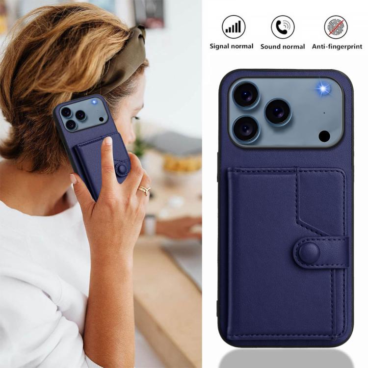 For iPhone 17 Pro Max Button Card Bag RFID Anti-theft Phone Case