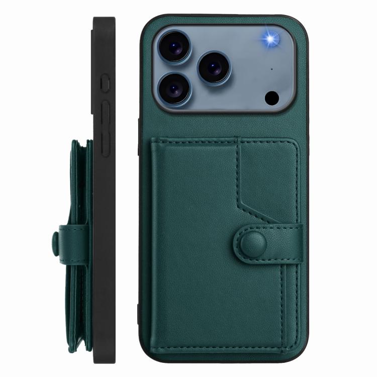 For iPhone 17 Pro Max Button Card Bag RFID Anti-theft Phone Case