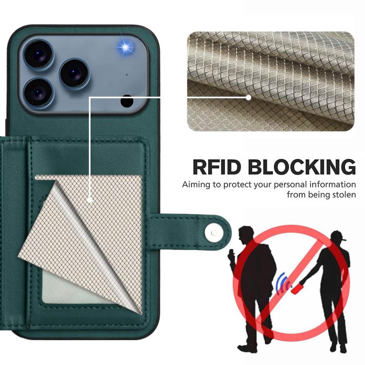 For iPhone 17 Pro Max Button Card Bag RFID Anti-theft Phone Case
