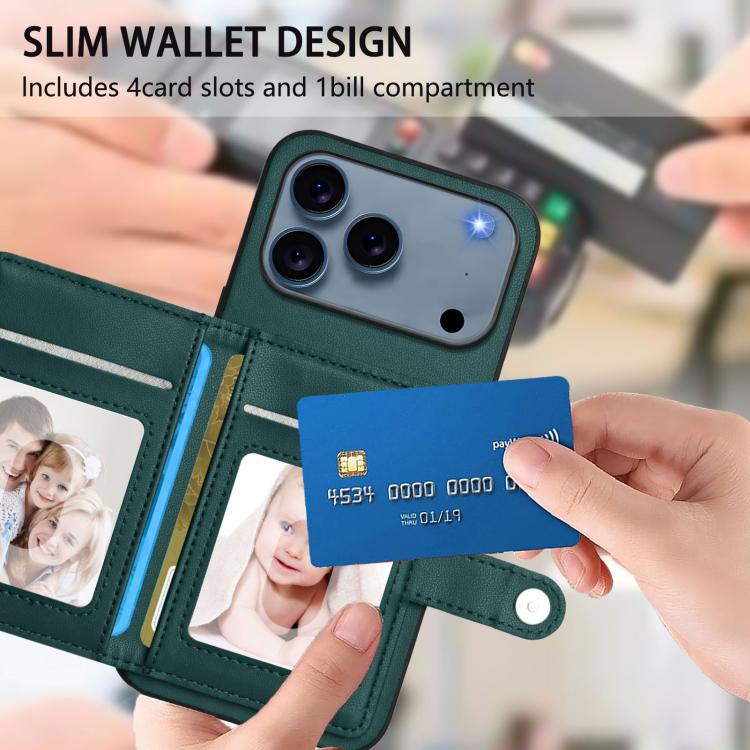 For iPhone 17 Pro Max Button Card Bag RFID Anti-theft Phone Case